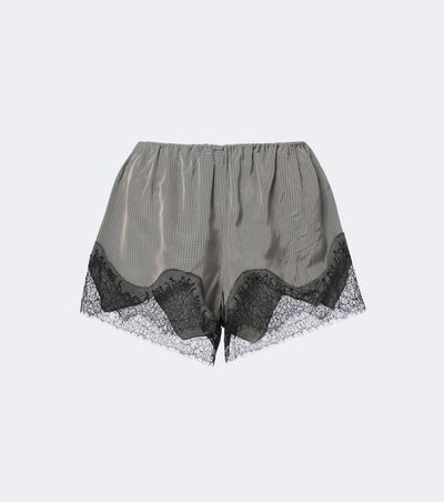The Frankie Shop The Frankie Shop Dalia checked lace-trimmed satin shorts