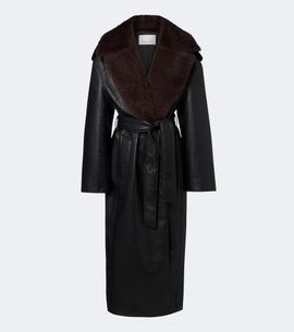 The Frankie Shop The Frankie Shop Edra shearling-trimmed wrap coat