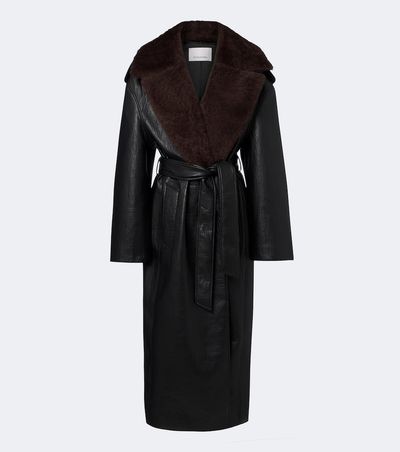 The Frankie Shop The Frankie Shop Edra shearling-trimmed wrap coat