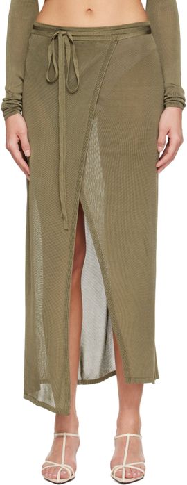 The Frankie Shop The Frankie Shop Khaki Alsen Thin Knit Wrap Maxi Skirt