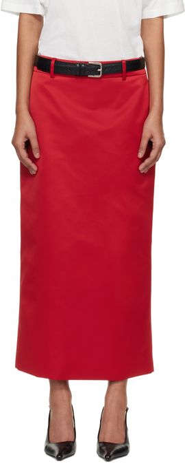 The Frankie Shop The Frankie Shop Red Alrose Satin Midi Skirt
