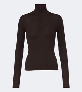 The Frankie Shop The Frankie Shop Sade ribbed-knit wool and silk half-zip sweater
