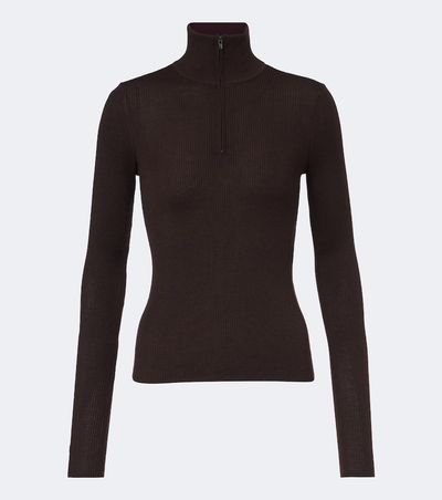 The Frankie Shop The Frankie Shop Sade ribbed-knit wool and silk half-zip sweater