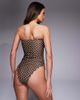 The Frolic The Frolic exclusive bandeau scallop trim swimsuit in chocolate polka dots-Brown - 3