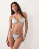 The Frolic The Frolic exclusive bead detail tie side brazilian bikini bottoms in baby blue & chocolate polka dot - part of a set - 1