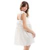 The Frolic The Frolic Exclusive cheesecloth tie shoulder lace trim tiered mini dress in cream floral-White - 2