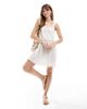 The Frolic The Frolic Exclusive cheesecloth tie shoulder lace trim tiered mini dress in cream floral-White - 4