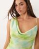 The Frolic The Frolic exclusive chiffon asymmetric cowl neck mini dress in multi abstract-White - 2