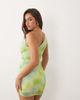 The Frolic The Frolic exclusive chiffon asymmetric cowl neck mini dress in multi abstract-White - 4