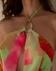 The Frolic The Frolic exclusive chiffon gold hardware open cowl detail ruched mini dress in multi flower print - 2