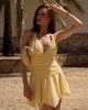 The Frolic The Frolic exclusive chiffon hanky hem knot strap ruched waist mini dress in lemon-Yellow - 4