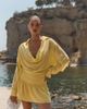 The Frolic The Frolic exclusive chiffon ruffle skirt drape front beach mini dress in lemon-Yellow - 1