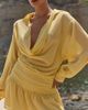 The Frolic The Frolic exclusive chiffon ruffle skirt drape front beach mini dress in lemon-Yellow - 2
