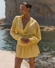 The Frolic The Frolic exclusive chiffon ruffle skirt drape front beach mini dress in lemon-Yellow - 4