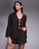 The Frolic The Frolic exclusive contains linen elastic waist pull on beach shorts in chocolate - part of a set-Brown - 3