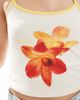 The Frolic The Frolic exclusive contrast trim hibiscus logo print halterneck crop top in cream-White - 3