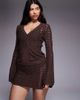 The Frolic The Frolic exclusive cotton blend crochet knit mini skirt in chocolate - part of a set-Brown - 1