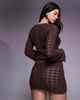 The Frolic The Frolic exclusive cotton blend crochet knit mini skirt in chocolate - part of a set-Brown - 4