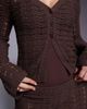 The Frolic The Frolic exclusive cotton blend crochet knit split front flare sleeve beach top in chocolate - part of a set-Brown - 2