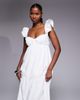 The Frolic The Frolic exclusive cotton blend frill detail tie back tiered maxi dress in white - 1