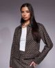 The Frolic The Frolic exclusive cotton denim collared cropped jacket in chocolate polka dot - part of a set-Brown - 1