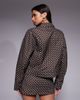 The Frolic The Frolic exclusive cotton denim collared cropped jacket in chocolate polka dot - part of a set-Brown - 2