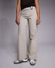 The Frolic The Frolic exclusive cotton denim metal belt detailing wide leg pants in beige-Neutral - 3