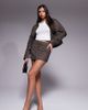 The Frolic The Frolic exclusive cotton denim mini skirt in chocolate polka dot - part of a set-Brown - 1
