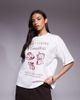 The Frolic The Frolic exclusive cotton dropped shoulder 'coffee' graphic front oversized T-shirt in cream-White - 1