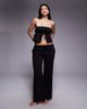 The Frolic The Frolic exclusive cotton rich cheesecloth broderie bandeau tie split front beach top in black - part of a set - 2