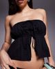 The Frolic The Frolic exclusive cotton rich cheesecloth broderie bandeau tie split front beach top in black - part of a set - 3