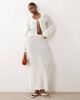The Frolic The Frolic exclusive cotton rich open crochet scallop edge tie front maxi beach skirt in cream - part of a set-White - 1