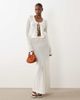 The Frolic The Frolic exclusive cotton rich open crochet scallop edge tie split front long sleeve beach top in cream - part of a set-White - 2