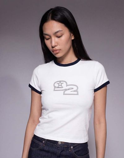 The Frolic The Frolic exclusive cotton rich star number graphic front baby tee in white