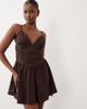 The Frolic The Frolic exclusive cotton ruched waist full skirted cami mini dress in chocolate-Brown - 3