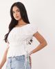 The Frolic The Frolic exclusive cotton shirred tie side detail top in white - 1