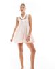 The Frolic The Frolic exclusive cotton square neck lace trim bow embroidered tie back floaty romper in light pink - 1
