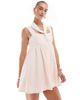 The Frolic The Frolic exclusive cotton square neck lace trim bow embroidered tie back floaty romper in light pink - 3