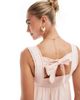 The Frolic The Frolic exclusive cotton square neck lace trim bow embroidered tie back floaty romper in light pink - 4