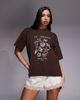 The Frolic The Frolic exclusive cotton 'St. Tropez' shell front graphic t-shirt in chocolate-Brown - 1