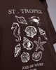 The Frolic The Frolic exclusive cotton 'St. Tropez' shell front graphic t-shirt in chocolate-Brown - 3