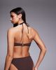 The Frolic The Frolic exclusive crinkle bead front scoop halterneck bikini top in chocolate - part of a set-Brown - 4