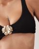 The Frolic The Frolic exclusive crinkle metal flower trim scoop neck bikini top in black - part of a set - 2