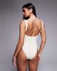 The Frolic The Frolic exclusive crinkle scoop neck low back swim shorts in cream-White - 3