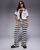 The Frolic The Frolic exclusive crochet wide leg beach pants in cream and black stripes - part of a set-Multi - 1