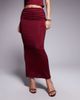 The Frolic The Frolic Exclusive double sculpted slinky drape ruched front detail maxi skirt in burgundy - part of a set-Red - 3