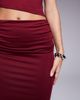 The Frolic The Frolic Exclusive double sculpted slinky drape ruched front detail maxi skirt in burgundy - part of a set-Red - 4