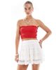 The Frolic The Frolic exclusive embroidered ruffle tiered lace rara mini skirt in cream-White - 2