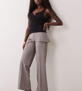 The Frolic The Frolic exclusive eyelet detail wrap front pants in light gray