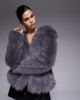 The Frolic The Frolic exclusive faux fur hooded jacket in dark gray - 1